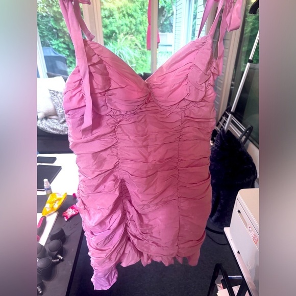 ASTR Women's Lavender Pink Aiko Ruched Mini Dress Size Large - Picture 1 of 11